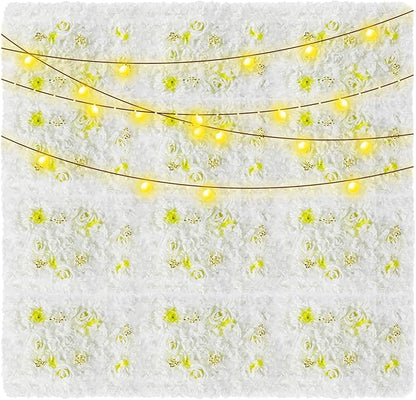 12PCS Flower Wall Panel Set, Artificial Wall Flower Backdrop,Artificial Flower Wall Mat Silk Rose Flower Panels,Hydrangea Rose Floral Panel for Party Wedding