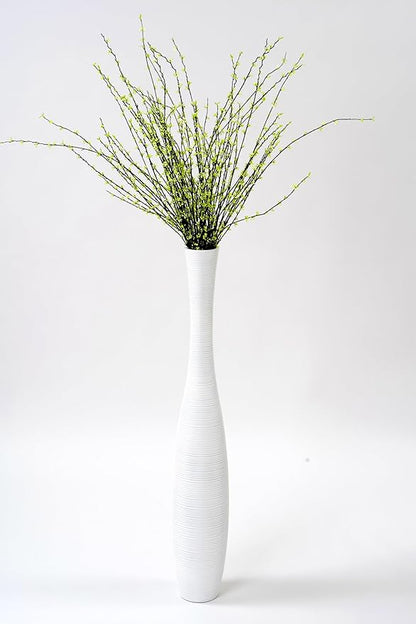 Leewadee Decorative Tall Floor Vase for Living Room Decor, 41 inches, White, Resin