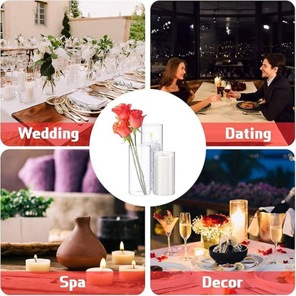 Sawysine 24 Pcs Glass Cylinder Vases 2.5''/2.95''/3.9'' Diameter Clear Flowers Vase Hurricane Floating Candles Holders for Table Centerpieces (3.9 x 8 in,3.9 x 10 in,3.9 x 12 in)