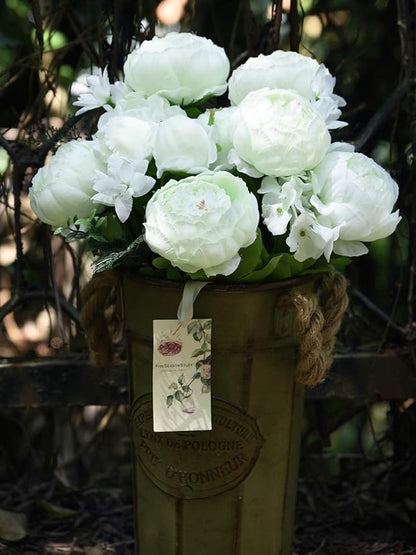 FiveSeasonStuff Vintage Artificial Peonies Silk Peony Flowers and Hydrangeas for Wedding Bridal Home Décor – Beautiful Floral Centerpiece Arrangement Decoration with 2 Bouquets (Ivory White)