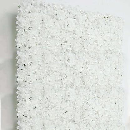 Efavormart 4 Pack 11 Sq ft. UV Protected White 3D Silk Rose & Hydrangea Flower Panel Wall Mat for DIY Party Centerpieces Decor