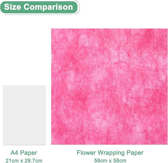 M METERXITY 20-Sheet Korean Cotton Wrapping Flower Paper, Waterproof Floral Wrapping Cotton Paper for Bouquets/Gift Packaging [Rose Red]
