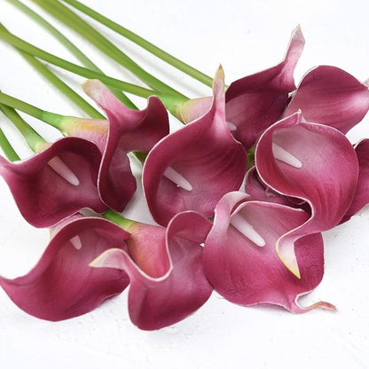 FiveSeasonStuff Real Touch Calla Lily Artificial Flowers Wedding Bridal Bouquet | Floral Arrangements | 15 Calla Lilies (Blush Magenta)