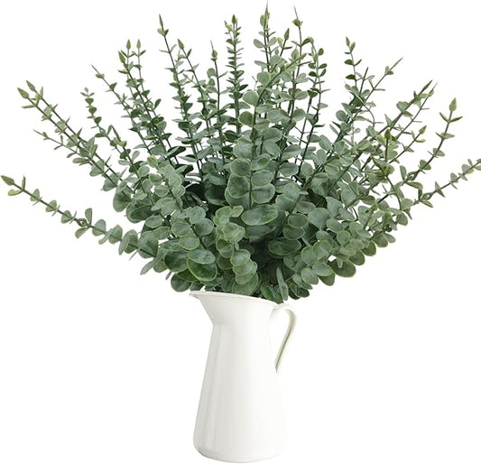 50 Pcs Artificial Eucalyptus Stems Fake Eucalyptus Greenery Branches for Floral Arrangements, Wedding Centerpiece, Crafts