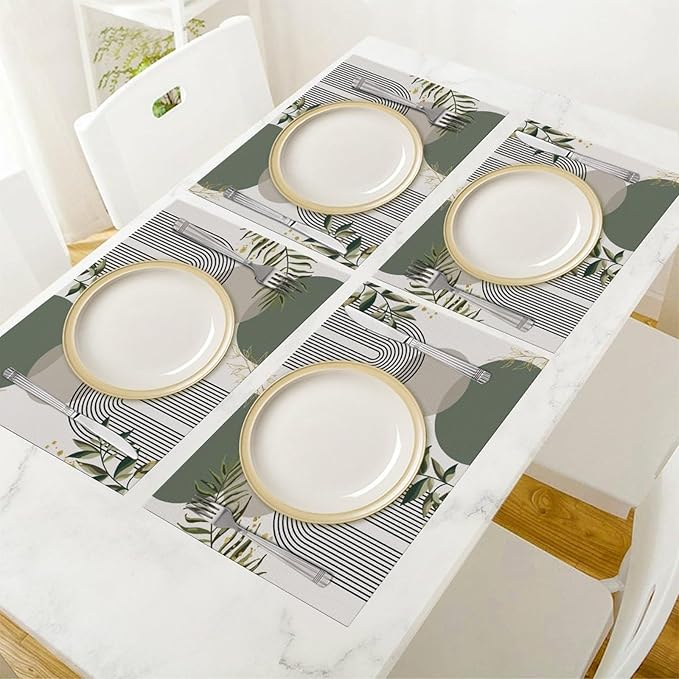 Boho Leaves Placemats Set of 6,Wildflower Summer Table Mats for Party Kitchen Dining Decoration 12x18 Inch 6 PCS, Style-12