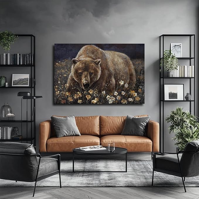 LEVERUP Animal Pictures Wall Printing Posters Flower Canvas Wall Art Spring Pictures Wall Decor for Living Room Bedroom Office Easy to Hang 24×36 Inches