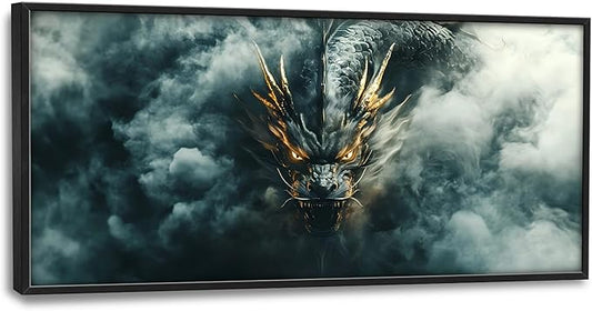 Chinese Dragon Large Wall Art Framed Wall Decor for Living Room Asian Dragon Pictures Oversized Canvas Print Painting Modern Extra Large Framed Artwork for Bedroom Office Home Decor 60"x30"