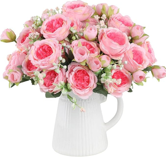 ASTRYAS Pink Artificial Flowers, 3Pcs Peonies Artificial Flowers Fake Peony Bouquet for Decoration Faxus Peony Flowers Arrangements Table Centerpieces Wedding Bouquets for Party Home Decoration Indoor