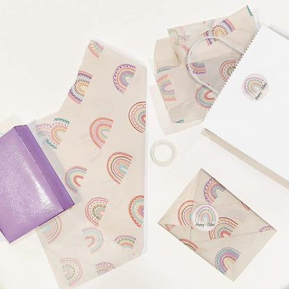 Pro Supply Global Rainbows Printed Tissue Paper for Gift Bags or Boxes and Wrapping - Spring Bulk Decorative Art Tissue Paper for Packaging and Gifting | 24 Sheets 20" x 30"