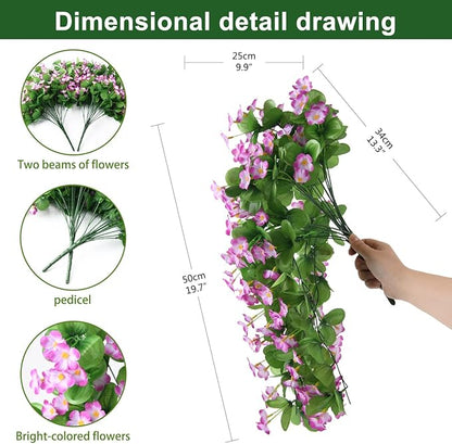 Artificial Fake Hanging Flowers Plants for Outdoor Spring Decoration, 2PCS Faux Silk Violet UV Resistant Look Real Trailing Vines for Outside Home Planter Porch Patio(Violet)