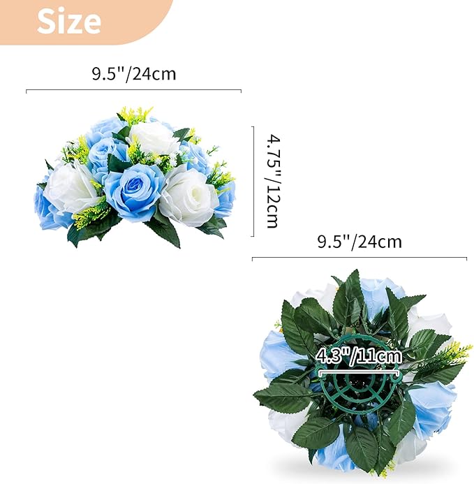 NUPTIO Flower Centerpieces for Wedding Tables: 6 Pcs Blue & White Artificial Flower Ball Arrangement for Weddings Party - Fake Floral Rose for Birthday Bridal Shower Decorations