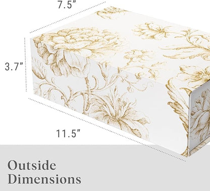 Luxury Keepsake Gift Box | Gold Floral Decorative Boxes with Magnetic Lids for Presents, Wedding Memory Box, and Bridal Gifts. 11.5" x 7.5" x 3.5"