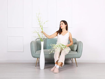 Leewadee Decorative Tall Floor Vase for Living Room Decor, 26 inches, White, Resin
