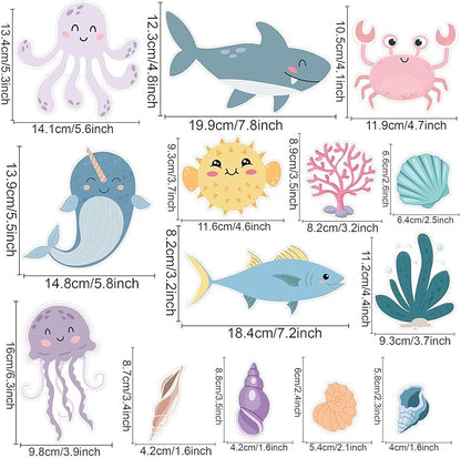 58Pcs Ocean Adventure Wall Stickers - Removable Under The Sea Nursery Decor, Peel & Stick Marine Animal Wall Decals for Kids' Bedroom & Playroom