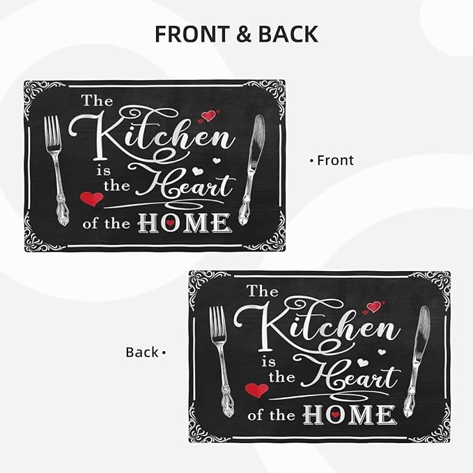 Fork Spoon Kitchen Table Placemats Set of 6 Retro Country Cooking Theme Place Mats for Home Party Indoor Holiday Rustic Washable Heat Resistant Table Mats 12 x 18 Inch