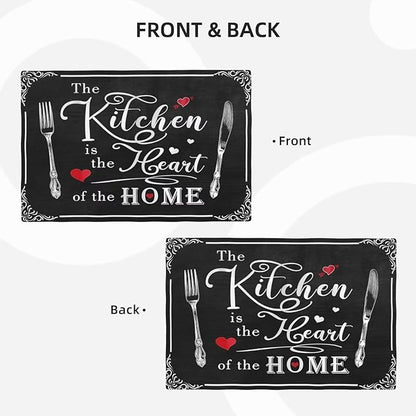Fork Spoon Kitchen Table Placemats Set of 6 Retro Country Cooking Theme Place Mats for Home Party Indoor Holiday Rustic Washable Heat Resistant Table Mats 12 x 18 Inch