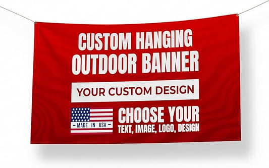 Custom Large Banner by BCB Print | Personalized Polyester Wall Hanging Banner for Outdoor Use | Add Your Image, Text, or Logo for Business, Birthdays, Graduations & Events | Made in USA | HD Print.