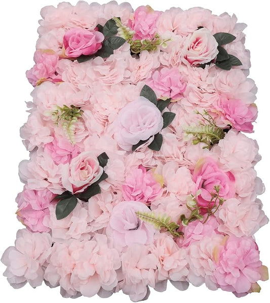Gdrasuya10 12pcs Realistic Flower Wall Background Artificial Flowers Wall Backdrop Panel 3D Silk Rose Fake Flower Wall Panel Banquet Wedding Party Decor, Photography Background 60 x 40 cm