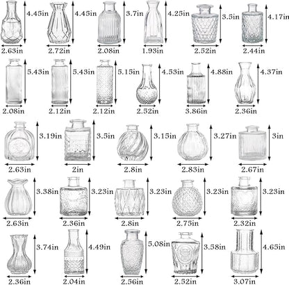 Bud Vases in Bulk 36, Glass Vase for Centerpieces, Small Vase for Flowers, Small Flower Vases for Centerpieces, Mini Vases, Vintage Vase, Clear Bud Vases for Wedding Table Decor