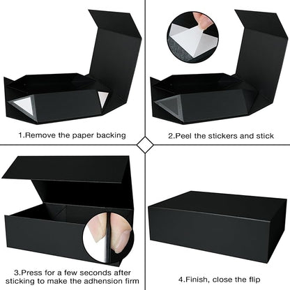 Aimyoo Galaxy Black Collapsible Gift Box with Magnetic Closure Lids 13.8x9x4.3 in, Large Bridesmaid Groomsman Proposal Boxes, Rectangle Present Box for Graduation Birthday Storage 1 Pack