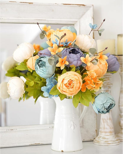 FiveSeasonStuff Vintage Artificial Peonies Silk Flowers and Hydrangeas for Wedding Bridal Home Décor – Beautiful Floral Centerpiece Arrangement Decoration with 2 Bouquets (Vintage Peaceful)