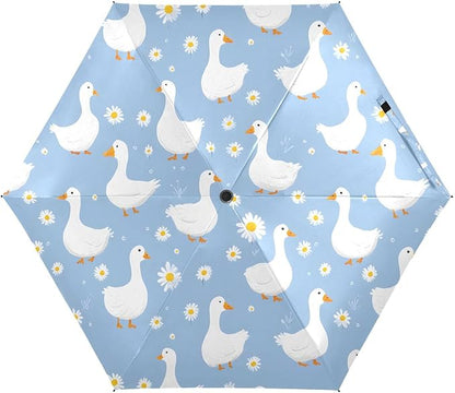 JIPONI Mini Travel Umbrellas for Rain Lily Ducks, Small Umbrella Compact Waterproof Anti-UV Protection Lightweight Portable