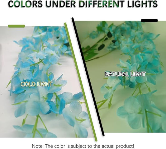 5 Pack Lake Blue Wisteria Hanging Flowers Garland, 3.77 Feet Artificial Flower Vines, Fake Wisteria, Artificial Vines Hanging Garland for Backdrop Outdoor Yard Garden Decor