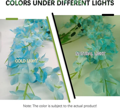 12 Pack Lake Blue Wisteria Hanging Flowers Garland, 3.77 Feet Artificial Flower Vines, Fake Wisteria, Artificial Vines Hanging Garland for Backdrop Outdoor Yard Garden Decor