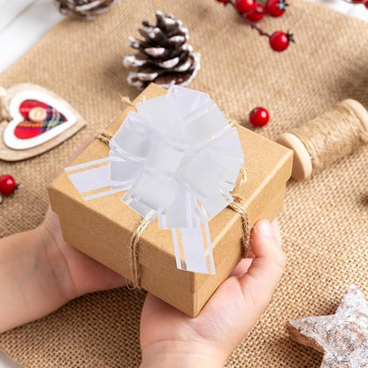 40 Pieces 6 Inches and 3 Inches Pull Bow Wrapping Pull Bow Ribbon Pull Bows for Wedding Baskets,Large Bows for Presents. (White)