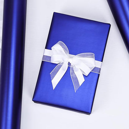 NESCCI Matte Metal Blue Wrapping Paper, Solid Color Paper-2 Roll,17 Inches X 32.8 Feet Per Roll,Gift Wrapping Paper,Perfect for Wedding,Valentine's Day, Birthday,Baby Shower,DIY Bouquet