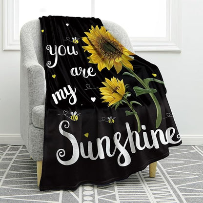Jekeno Sunflower Gifts Blanket for Women Girls, Sunflowers Throw Gifts for Sunflower Lovers Adult Kids, You are My Sunshine Gift Blanket for Home Bed Couch