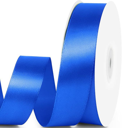 1" x 50 Yards Satin Ribbon - Royal Blue Silk Ribbon with Spool - Ideal for Gift Wrapping, Floral Bouquets, Crafts, Wedding Party Decorations, Christmas and Sewing Projects