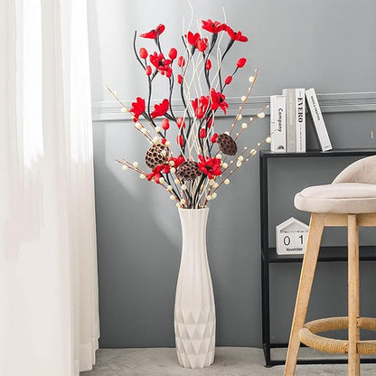 Ceramic Floor Large Vase 24 Inches Tall,White Modern Flower Tall Vases for Office, Home,Farmhouse,Living Room Décor,Simple Origami Design Fall Decorative Porcelain Flower Arrangement Vase Ideal Gift
