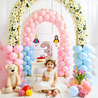 Set of 3 Metal Arch Backdrop Stand with Cover Set, (7.2FT, 6.6FT, 6FT Wedding Arch and Cover Set), Backdrop Arch for Party, Baby Shower, Birthday, and Graduation Ceremony