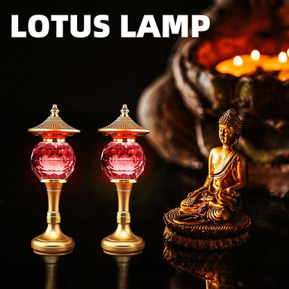 1 Pair-7 Color LED Lotus Flower Lamp - Pineapple Shape Crystal Lotus Buddhist Lamp Lights, Buddha Lamp Light with Adjustable Switch for Buddhist Occasions, Supplies Meditation (10 inch)
