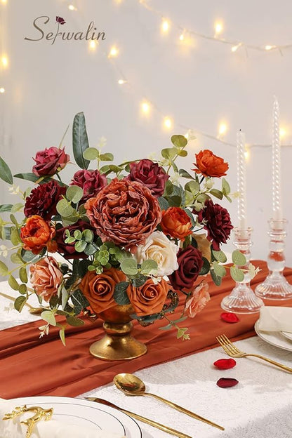 Serwalin Artificial Flowers Orange Marigold Fall Flowers Fake Wedding Cake Flowers for DIY Wedding Bouquets Bridal Shower Centerpieces Floral Arrangement Home Decor