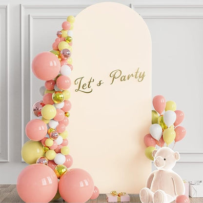Wokceer 6FT Wedding Arch Backdrop Cover Spandex Fitted Beige Arch Covers Round Top Chiara Arches Cover for Wedding Birthday Party Ceremony Banquet Decoration