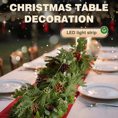 2PCS 6FT Christmas Decorations Cedar Garland, Realistic Soft Pine Wreath, Artificial Green Faux Cedar Pine Garland for Fireplace Mantle Indoor Outdoor Holiday Party Home Decor(2,6FT)