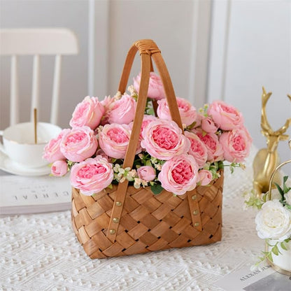 ASTRYAS Pink Artificial Flowers, 3Pcs Peonies Artificial Flowers Fake Peony Bouquet for Decoration Faxus Peony Flowers Arrangements Table Centerpieces Wedding Bouquets for Party Home Decoration Indoor