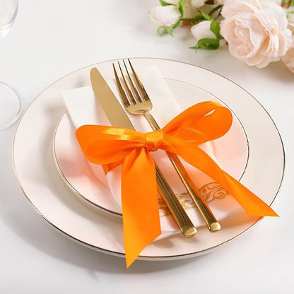 1-1/2 Inch Wide Torrid Orange Satin Ribbon, 50 Yards Solid Polyester Fabric Ribbon for Roses Making, Gift Wrapping, Christmas, Wedding Decorations, Crafts, Bows, Flower Bouquets