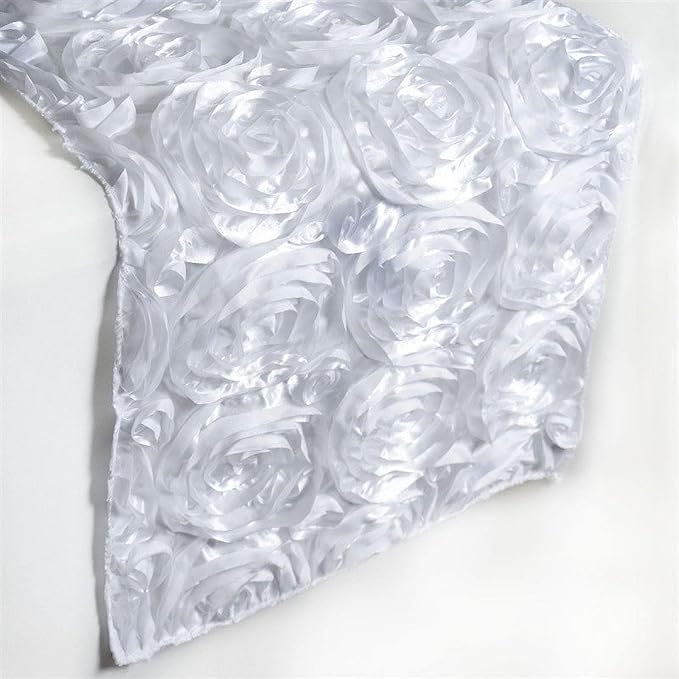 Efavormart Wonderland Rosette Premium Table Runners for Weddings Party Banquets Decor Fit Rectangle and Round Table - White