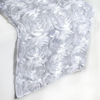 Efavormart Wonderland Rosette Premium Table Runners for Weddings Party Banquets Decor Fit Rectangle and Round Table - White