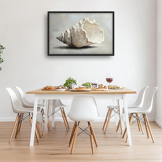 Seashell Large Decor Wall Art Framed Pictures for Living Room, Ocean Seashell Oversized Canvas Print Painting Modern Extra Large Framed Artwork for Bedroom Office Home Decor 36"x24"