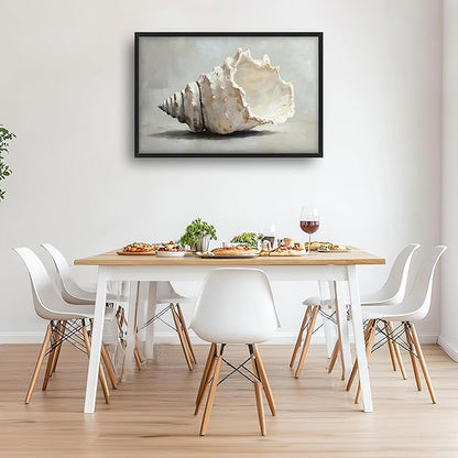 Seashell Large Decor Wall Art Framed Pictures for Living Room, Ocean Seashell Oversized Canvas Print Painting Modern Extra Large Framed Artwork for Bedroom Office Home Decor 36"x24"