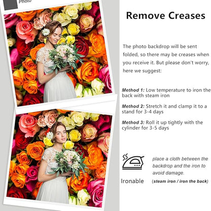 YongFoto 7x5ft Vinyl Flower Backdrop Lush Blossom Red Orange Floral Beautiful Photography Background for Couples Wedding Anniversary Marriage Ceremony Mother's Day Portrait Photo Studio Props