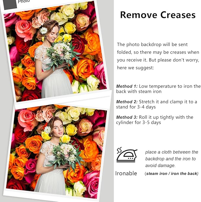 YongFoto 12x8ft Vinyl Flower Backdrop Lush Blossom Red Orange Floral Beautiful Photography Background for Couples Wedding Anniversary Marriage Ceremony Mother's Day Portrait Photo Studio Props