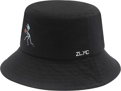 ZLYC Unisex Fashion Embroidered Bucket Hat Summer Fisherman Cap for Men Women