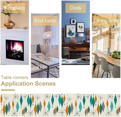 Mid Century Modern Table Runner,Table Runners for Kitchen Dining Modern Tables Decor Decoration for Kitchen Family Dinner Table Holiday Party Farmhouse 13 x 36 Inch