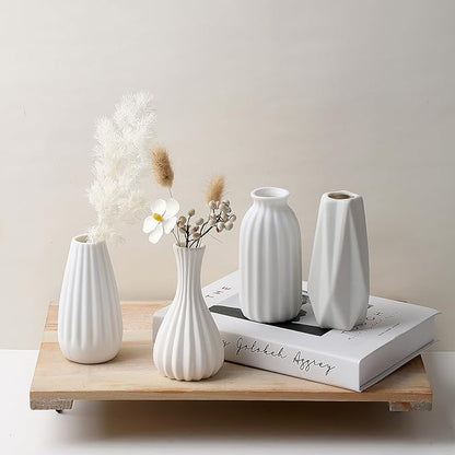 Set of 16 White Bud Vases for Flowers, Japandi Small Vases in Bulk for Centerpieces, Boho Mini Vases for Wedding Decorations, Living Room and Bedroom Decor, Arts and Crafts for Gifts