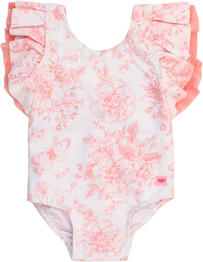 RuffleButts® Baby/Toddler Girls Ruffle Strap One Piece Swimsuit w/UPF 50+ Sun Protection